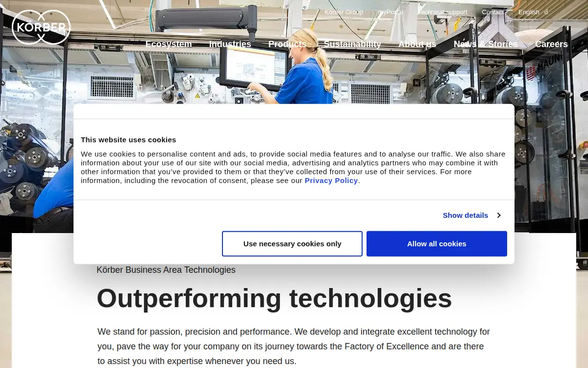 Homepage of Korber Technologies INC.