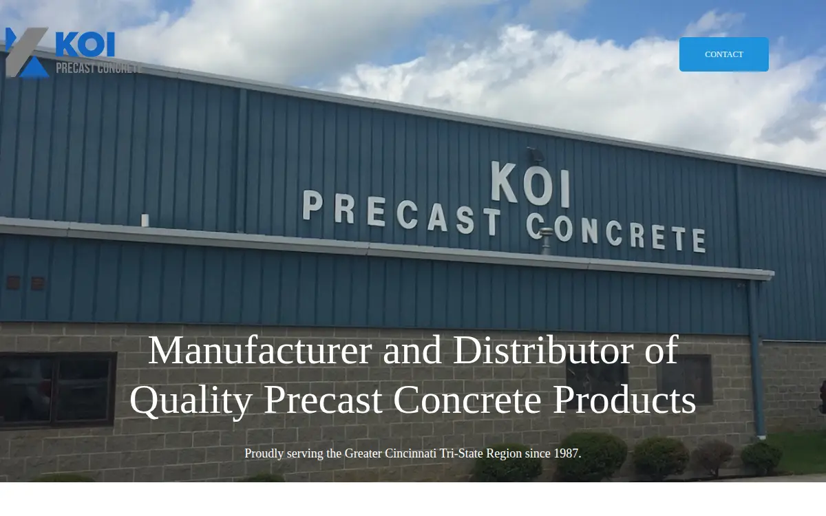 Homepage of K.o.i. Precast Concrete Products INC