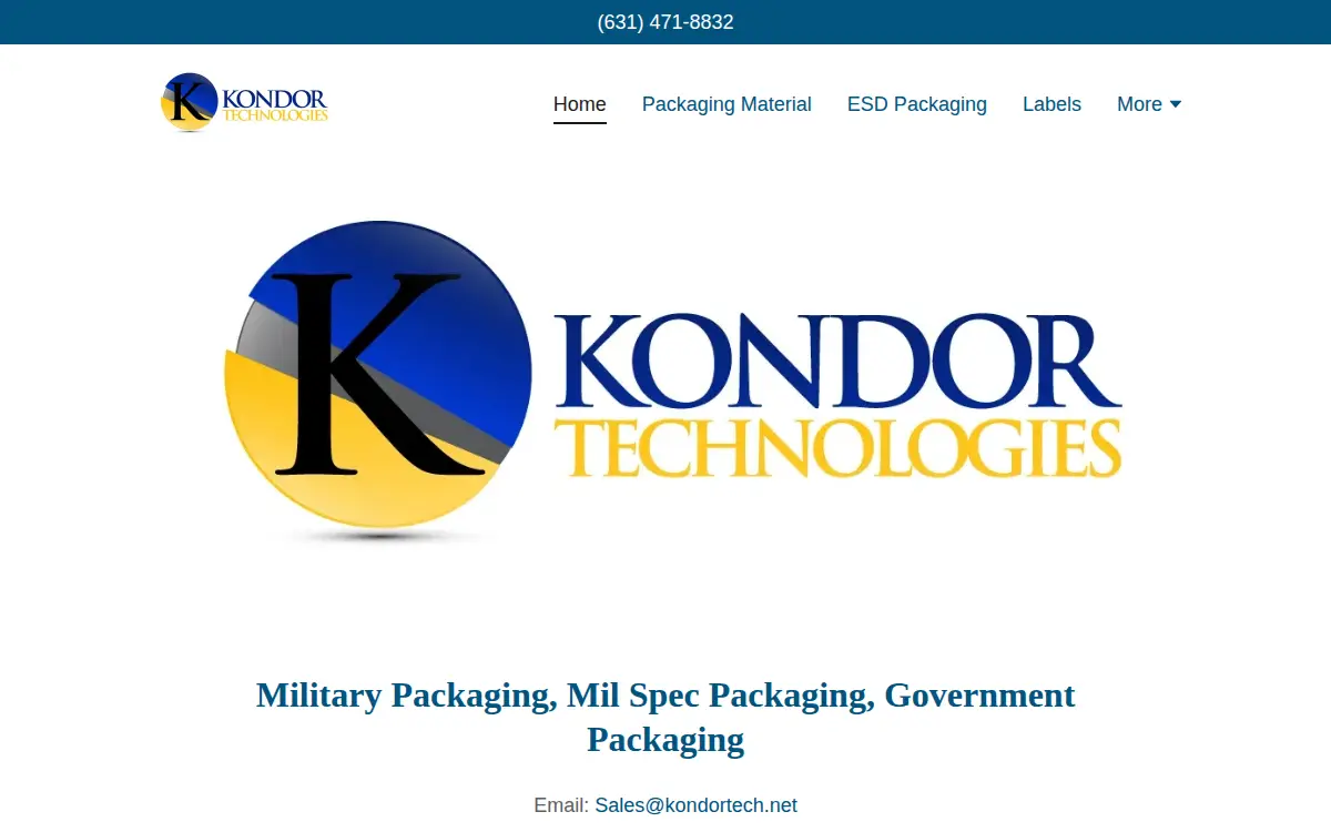 Homepage of Kondor Technologies, INC