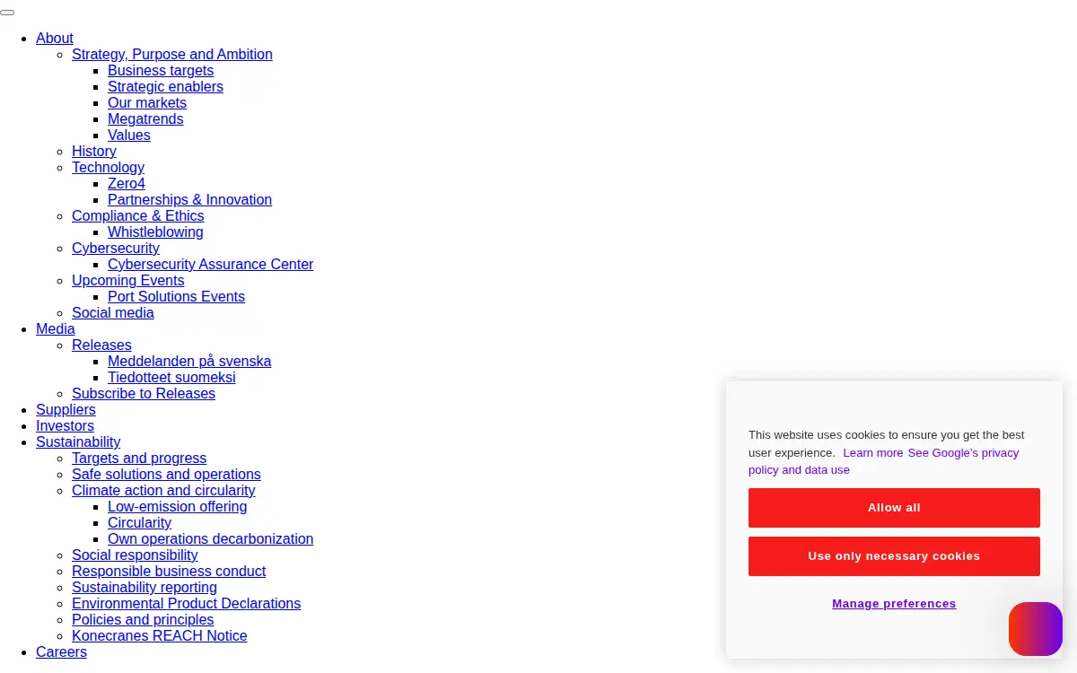 Homepage of Konecranes INC