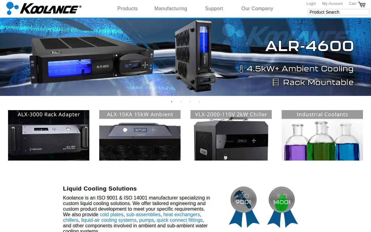 Homepage of Koolance, INC