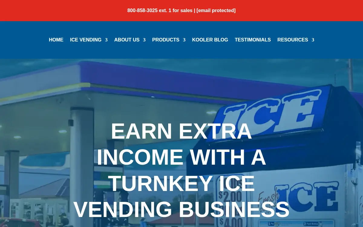 Homepage of Kooler Ice, INC
