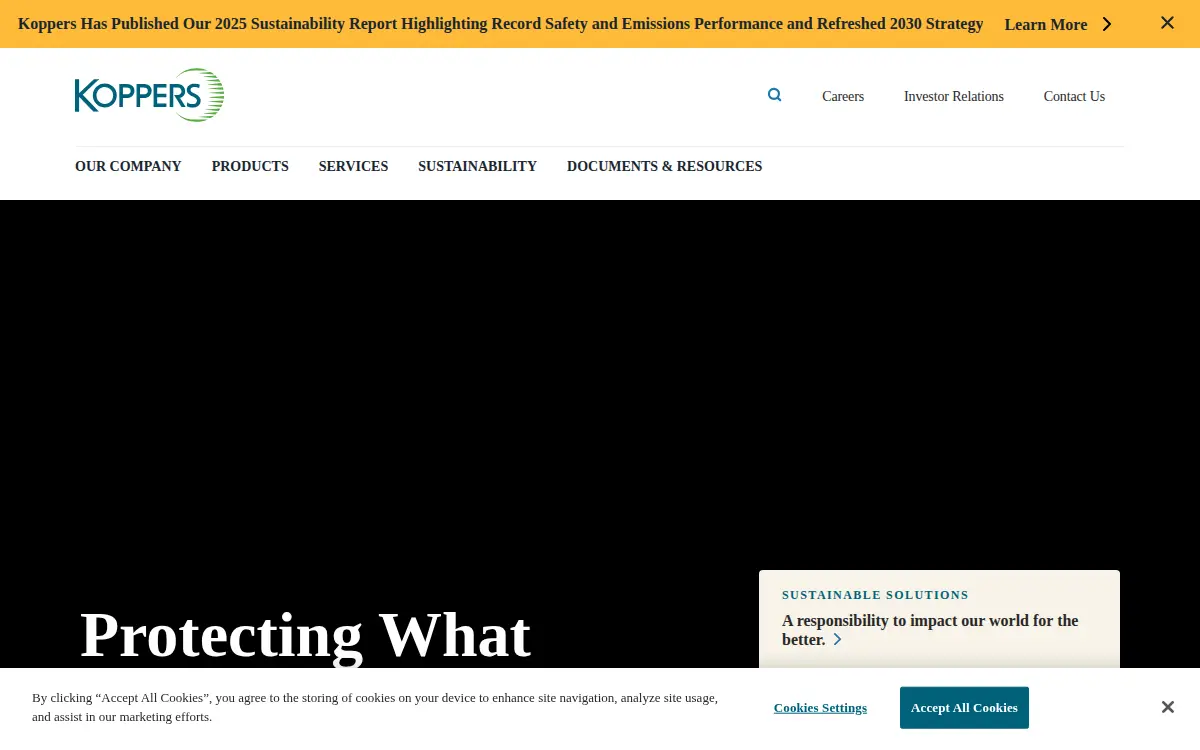 Homepage of Koppers Utility and Industrial Products INC.