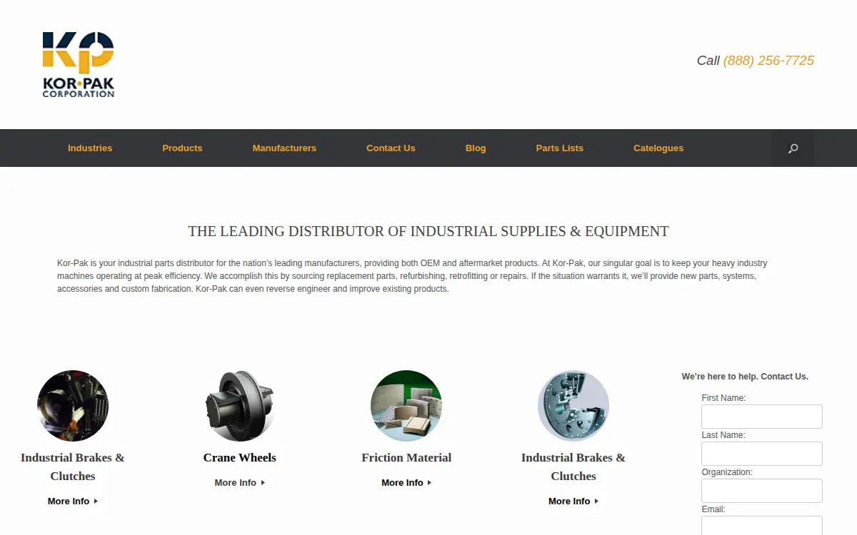 Homepage of Kor-pak Corporation