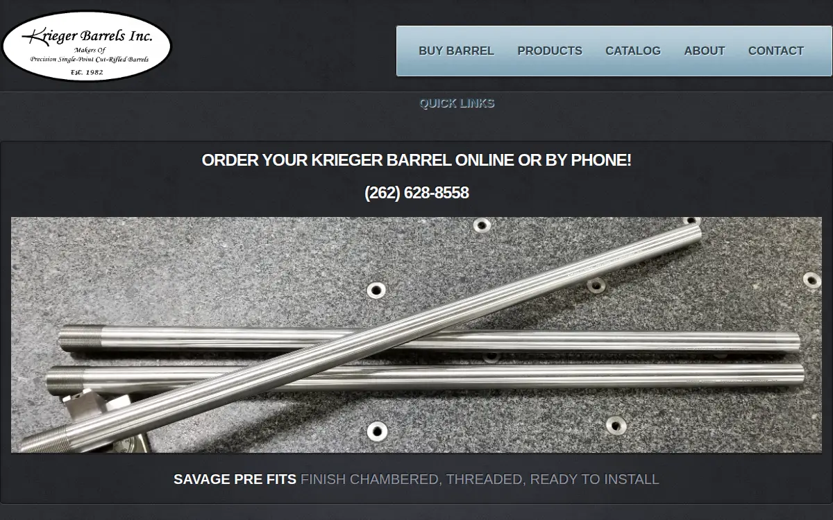 Homepage of Krieger Barrels INC
