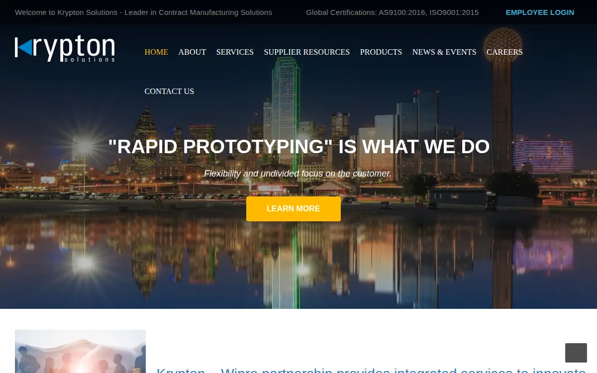Homepage of Krypton Solutions, LLC