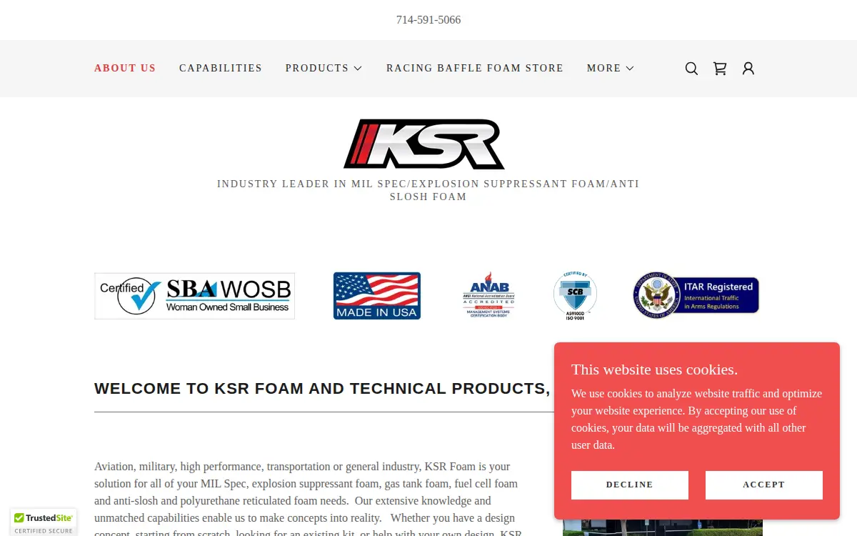 Homepage of Ksr Foam & Technical Products LLC