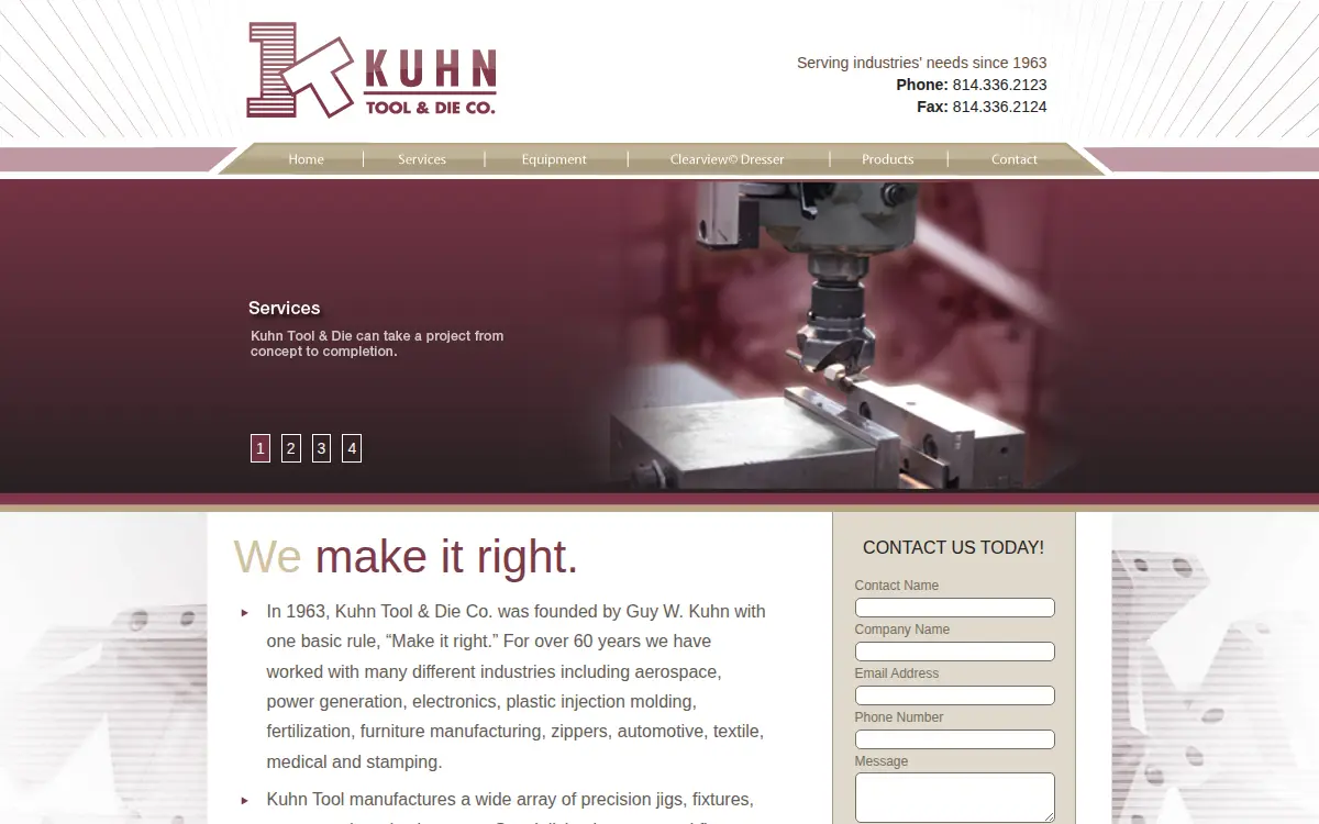 Homepage of Kuhn Tool & Die CO