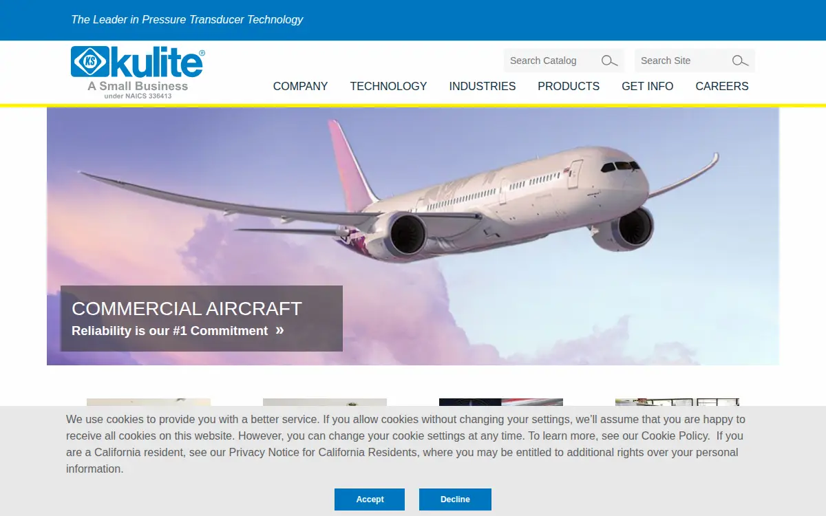 Homepage of Kulite Semiconductor Products INC