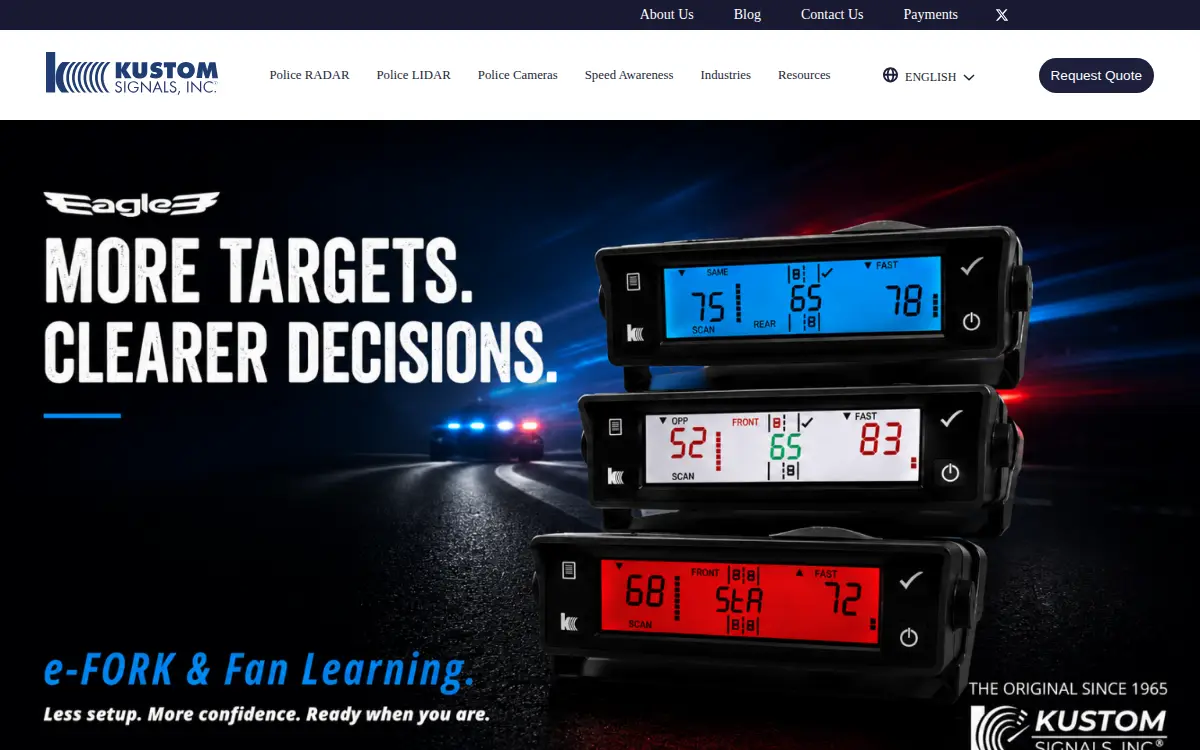 Homepage of Kustom Signals, INC.