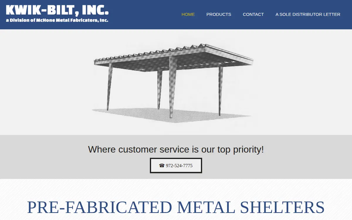 Homepage of Mchone Metal Fabricators, INC.