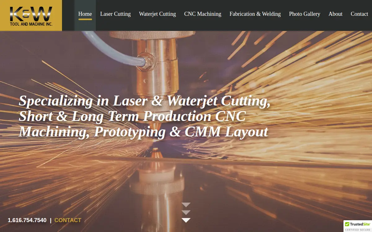 Homepage of K and W Tool and Machine, INC.