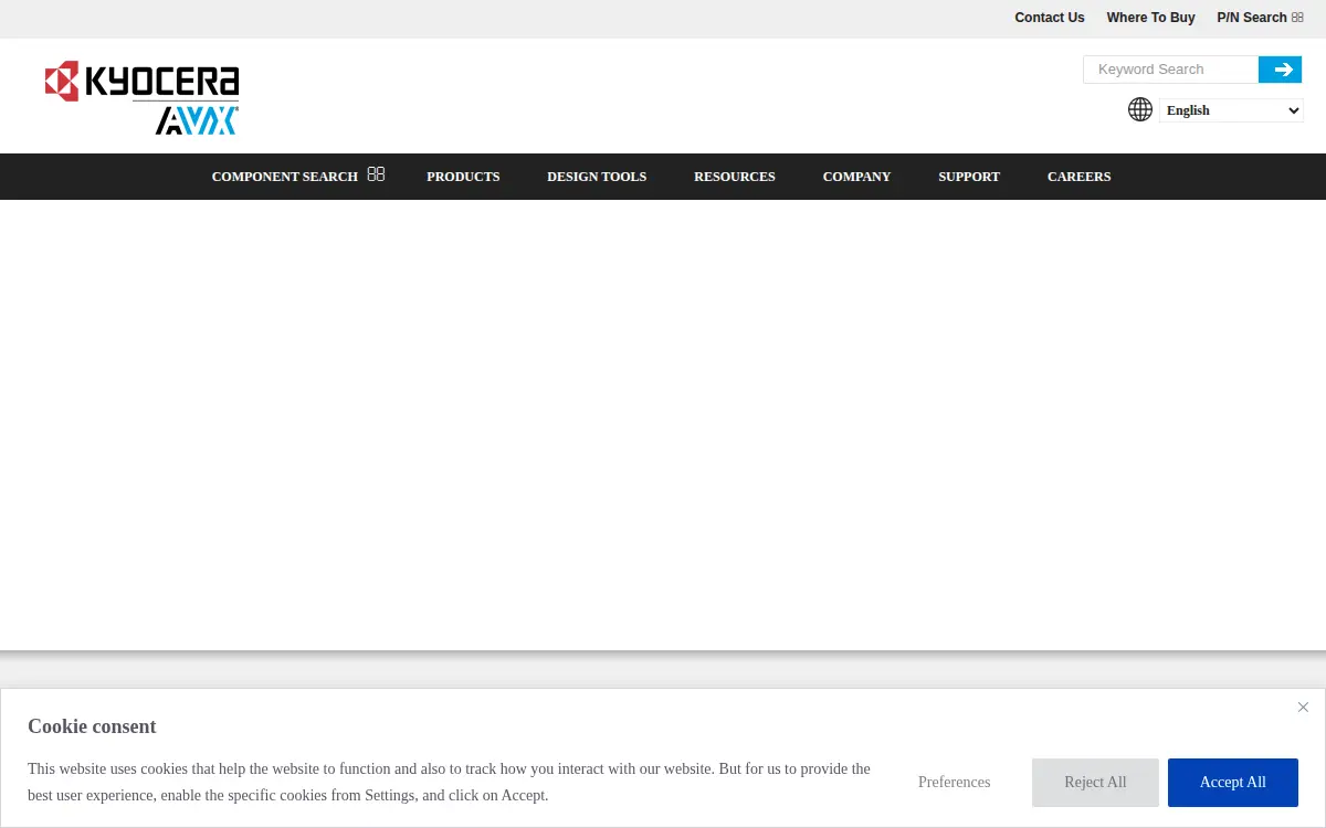 Homepage of Kyocera Avx Components Corporation
