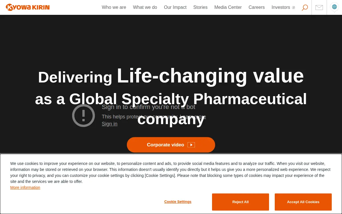 Homepage of Kyowa Kirin, INC.