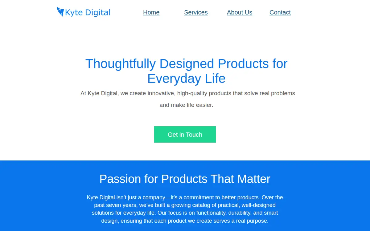 Homepage of Kyte Digital, LLC