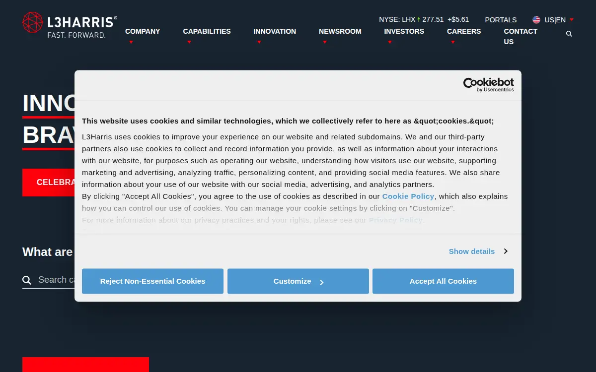 Homepage of L3 Technologies, INC.