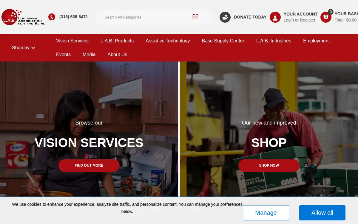 Homepage of The Louisiana Association for the Blind