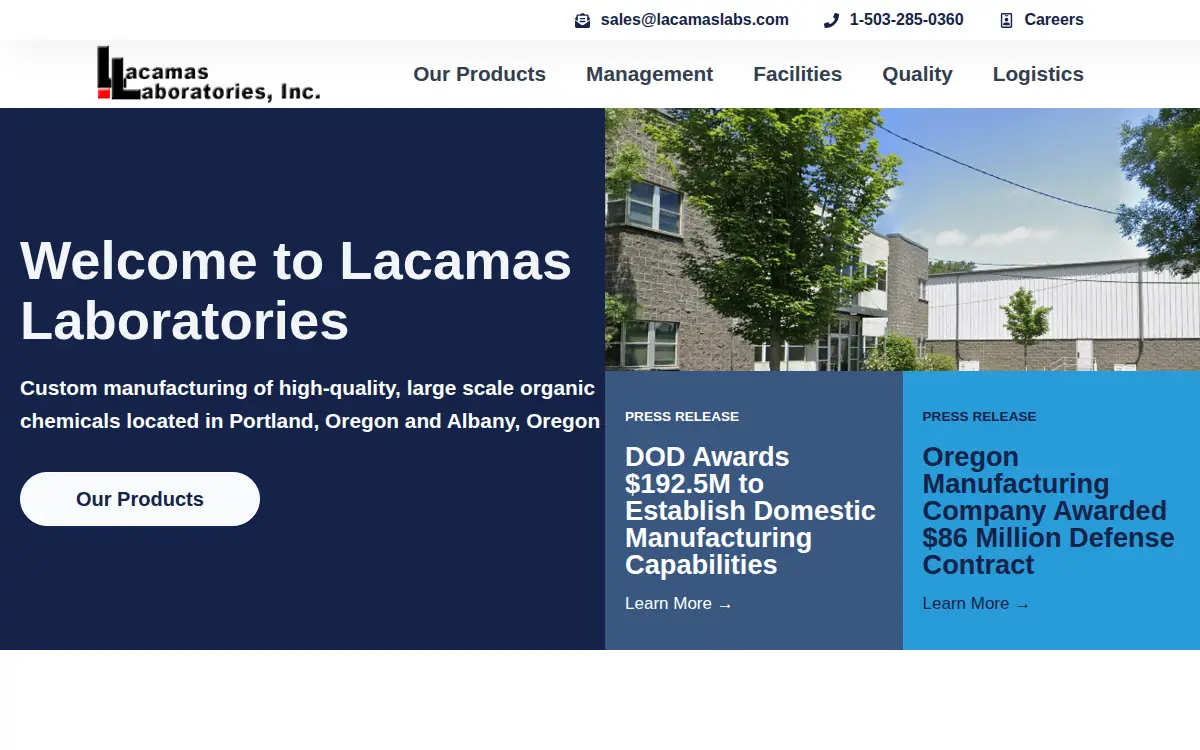 Homepage of Lacamas Laboratories INC