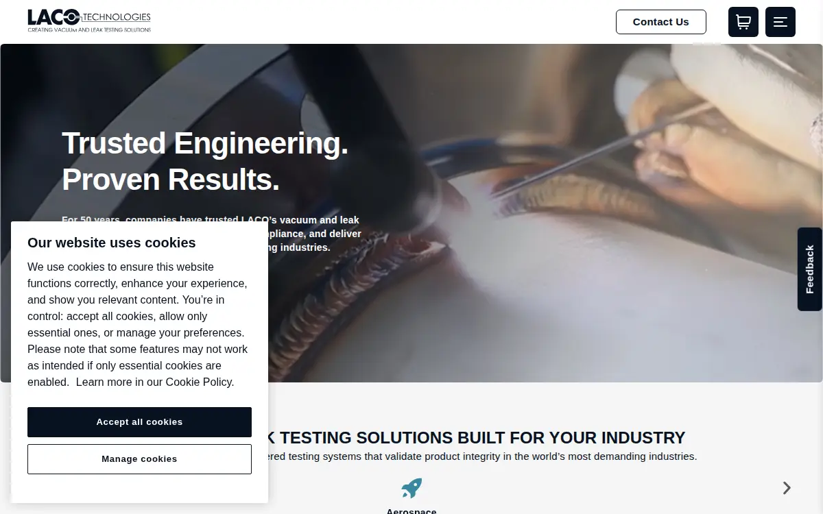 Homepage of Laco Technologies INC
