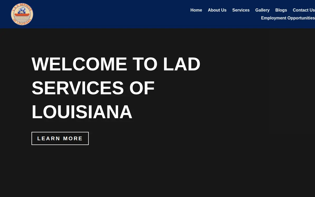 Homepage of Lad Services of Louisiana LLC