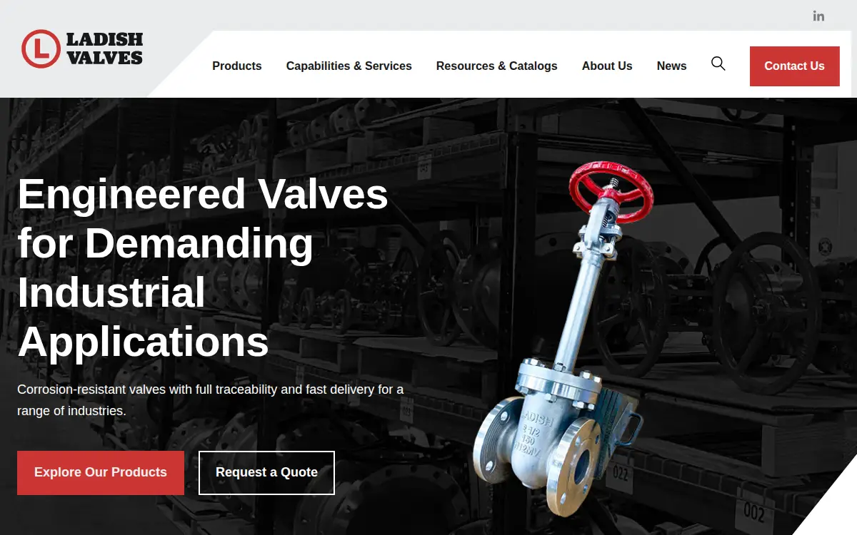 Homepage of Ladish Valve Company, LLC