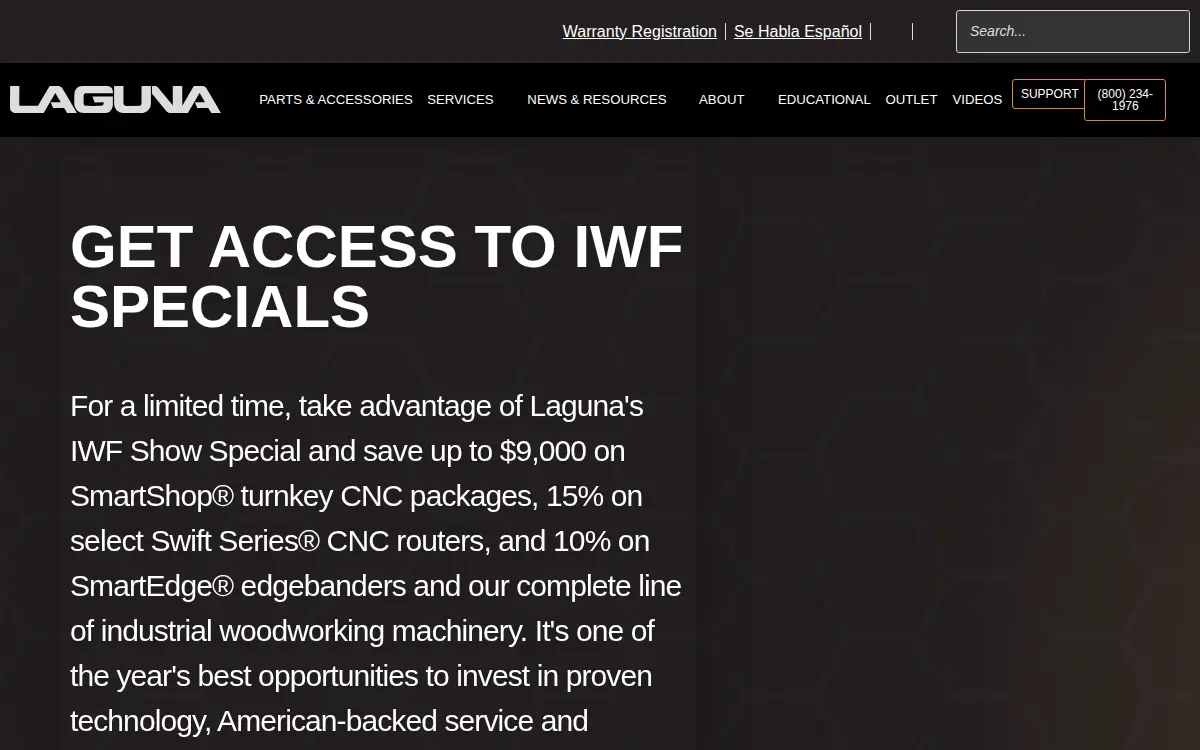 Homepage of Laguna Tools, INC.
