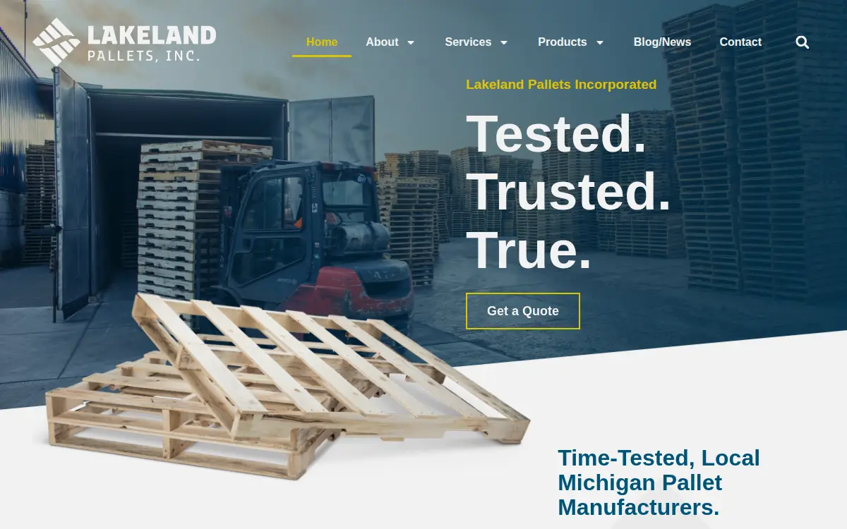 Homepage of Lakeland Pallets, INC.