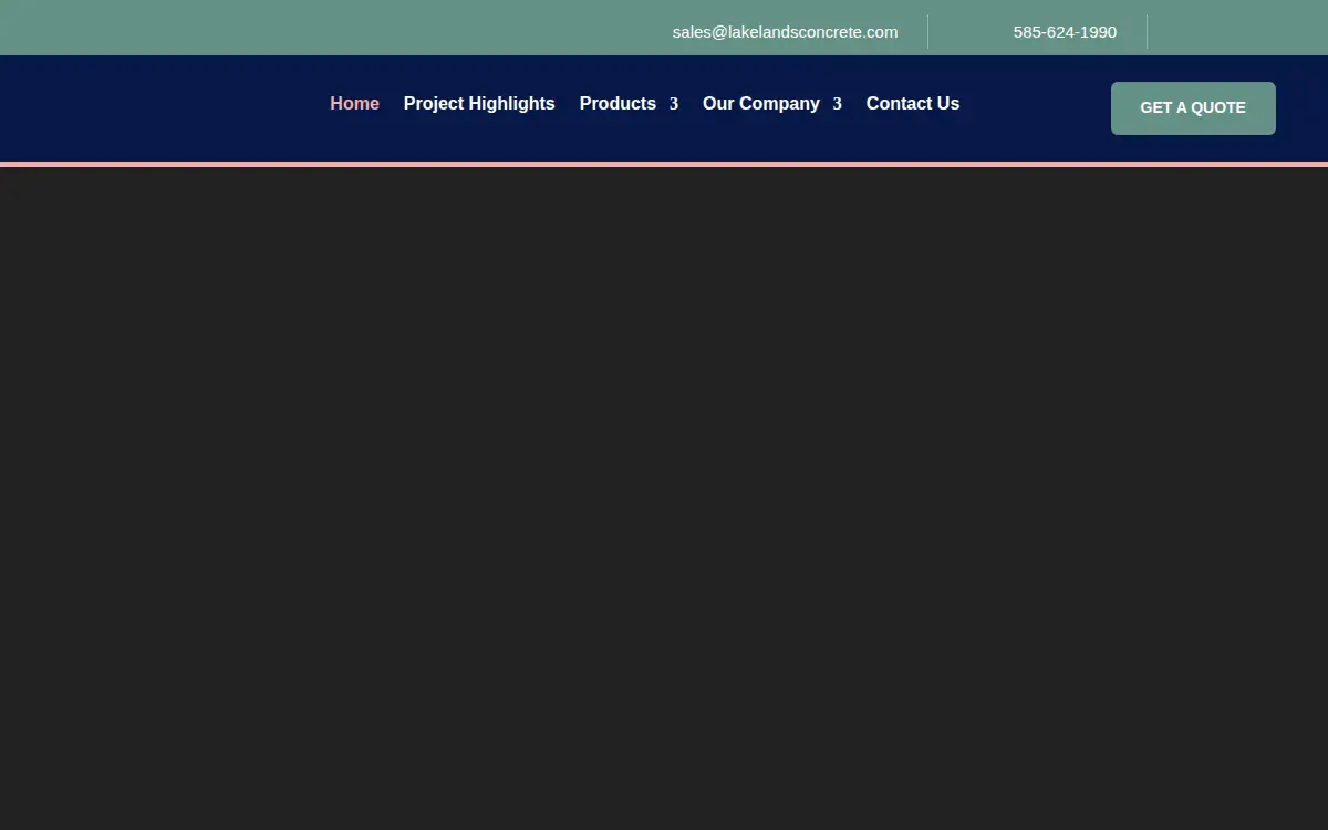Homepage of Lakelands Concrete Products, INC.