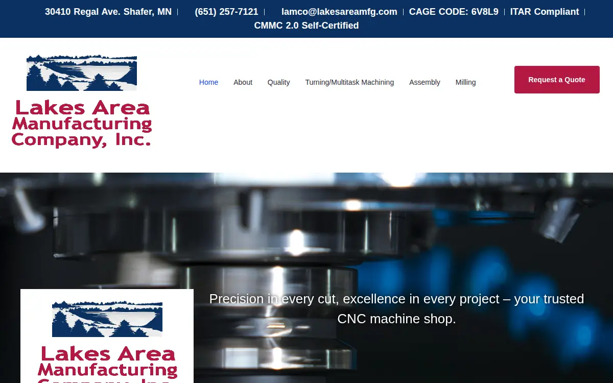 Homepage of Lakes Area Manufacturing CO