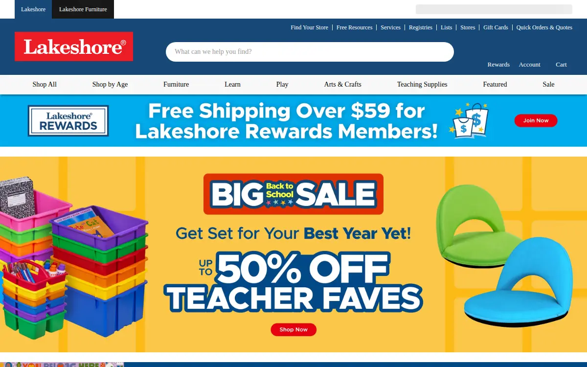 Homepage of Lakeshore Learning Materials, LLC