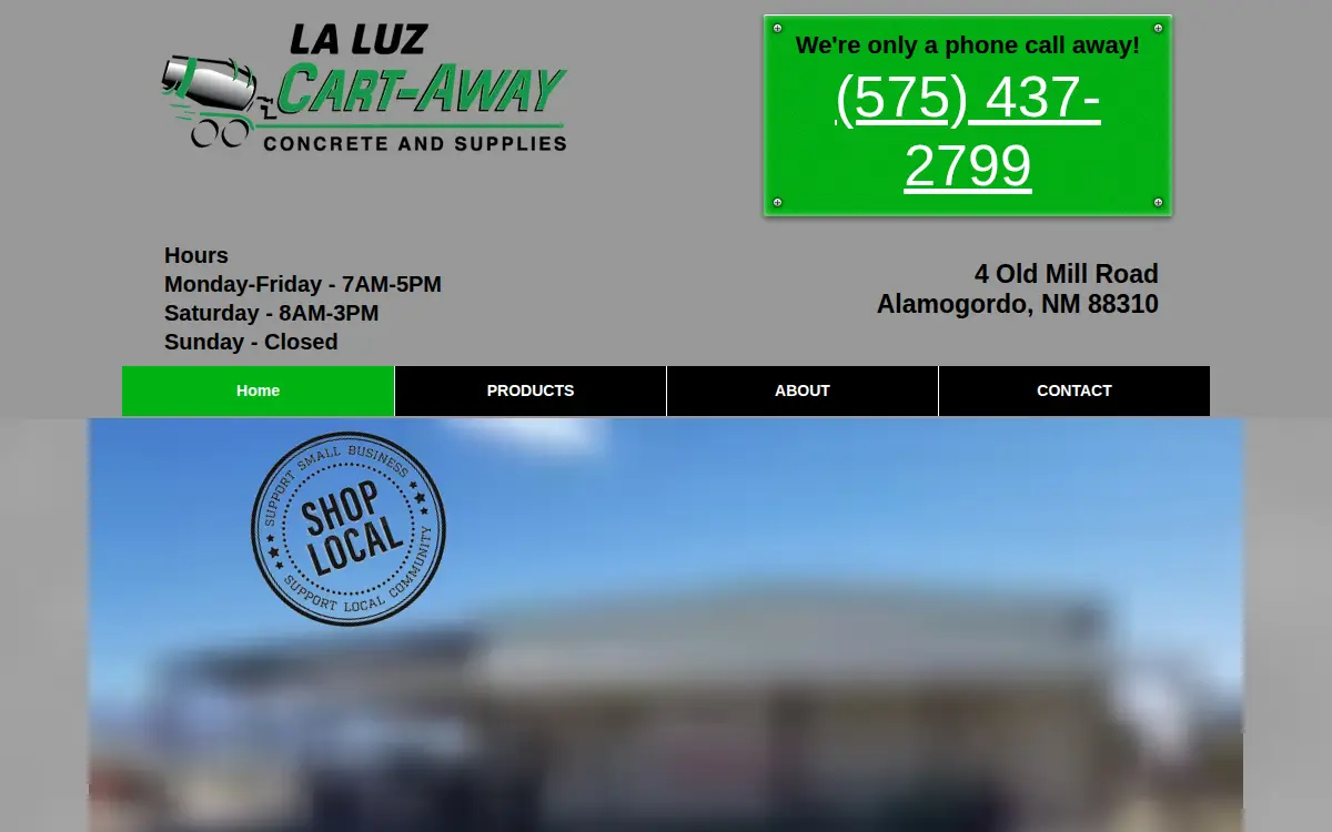 Homepage of La Luz Cart-away Concrete LLC