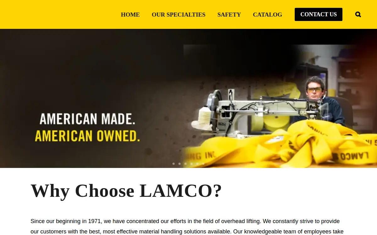 Homepage of Lamco Slings & Rigging INC