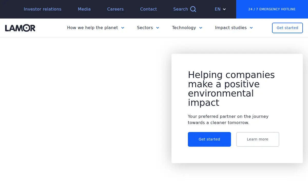 Homepage of Lamor USA Corporation