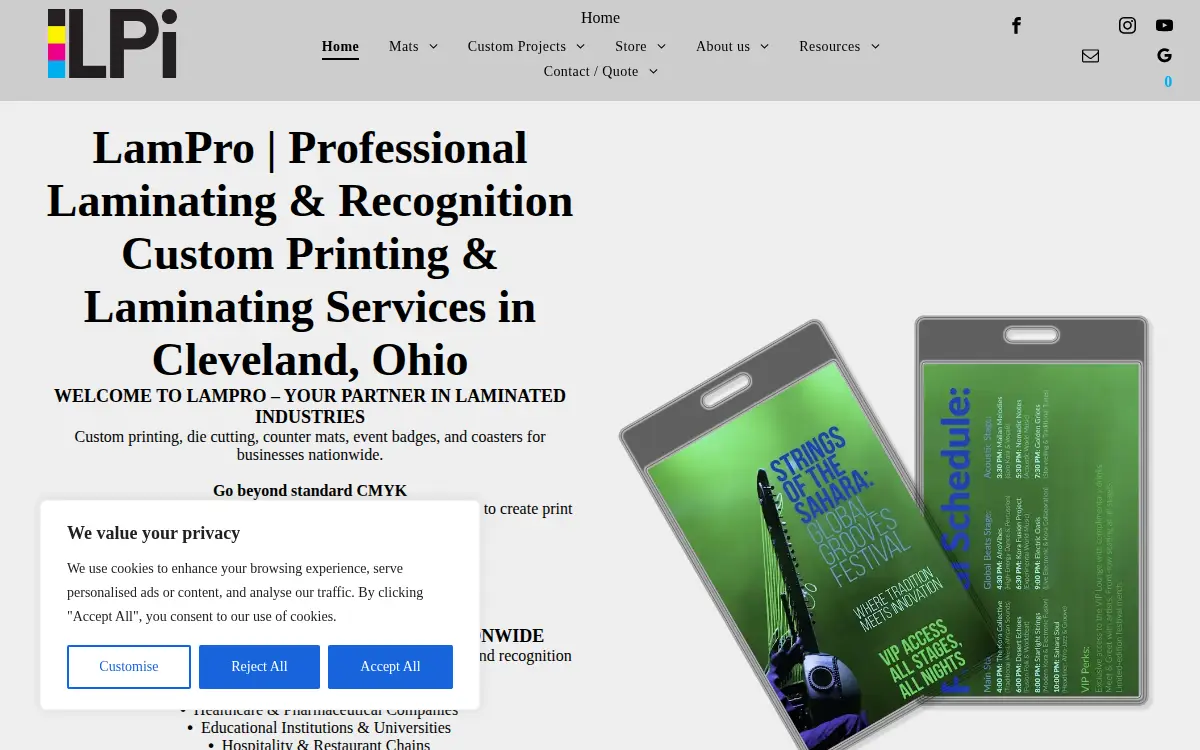Homepage of Lampro Industries, INC.