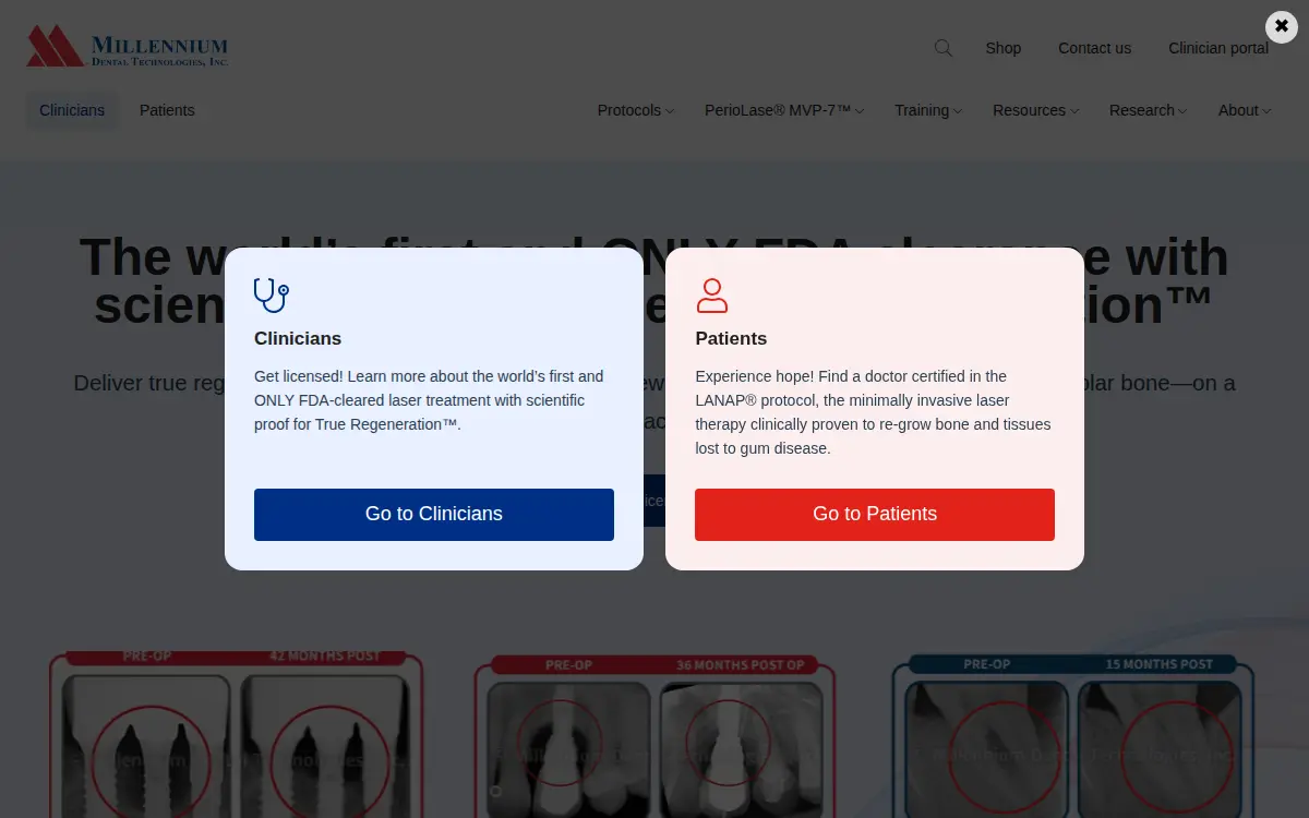 Homepage of Millennium Dental Technologies, INC.