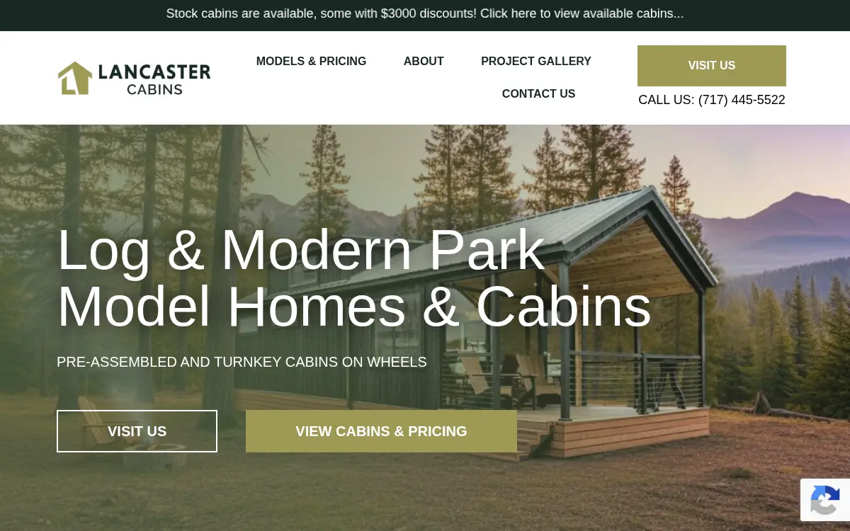 Homepage of Lancaster Log Cabins, LLC