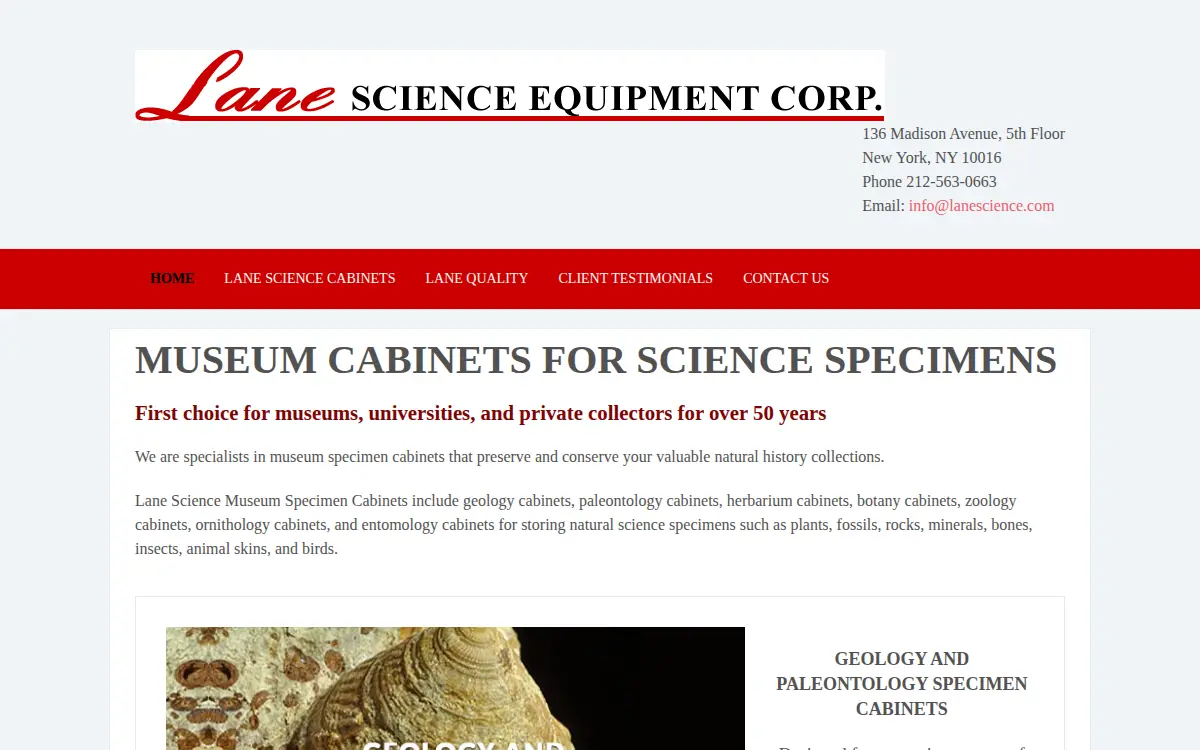 Homepage of Lane Science Equipment CORP