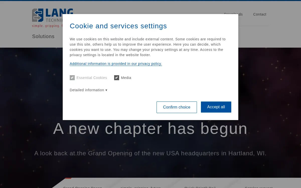 Homepage of Lang Technik USA Corporation
