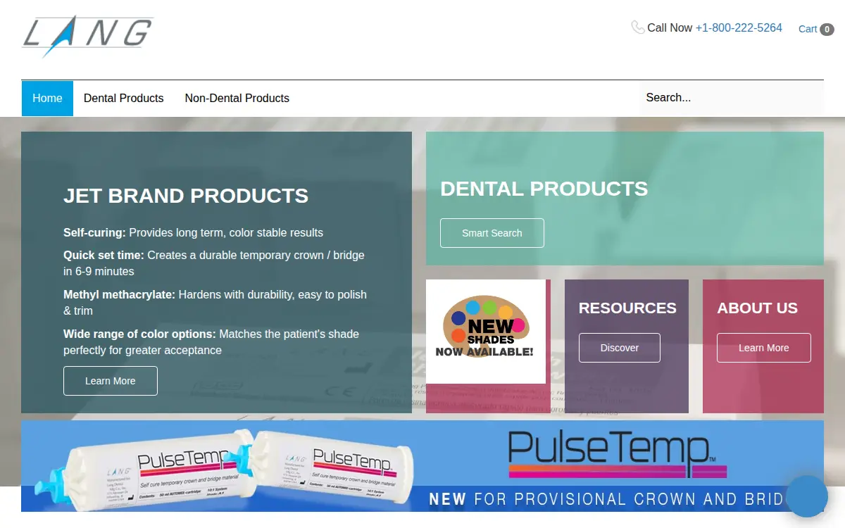 Homepage of Lang Dental Manufacturing CO INC