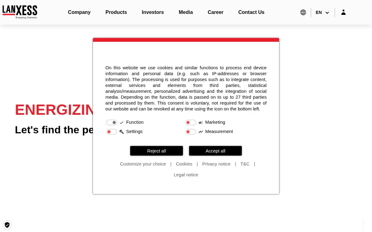 Homepage of Lanxess CORP