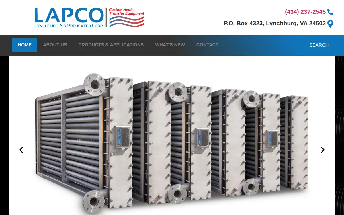 Homepage of Lynchburg Air Preheater Corporation