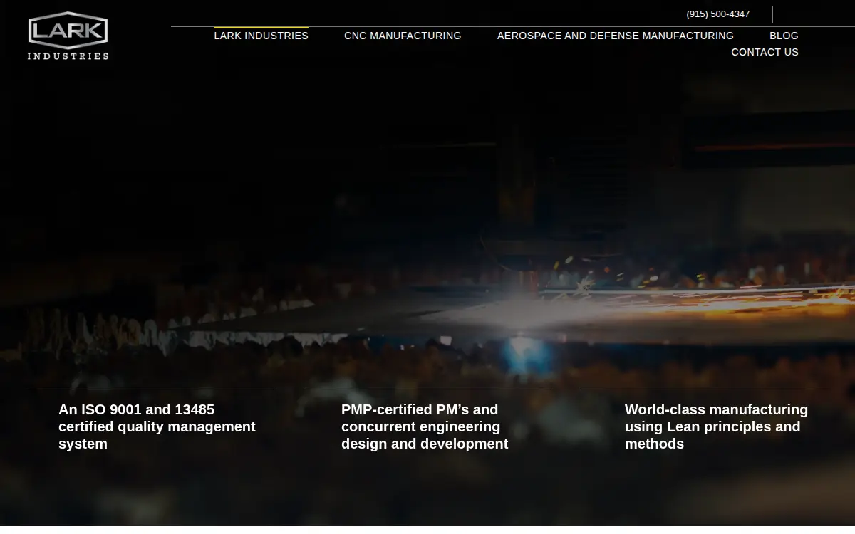 Homepage of Lark Industrial LLC