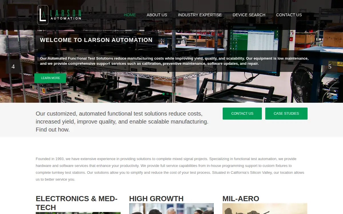 Homepage of Larson Automation, INC.