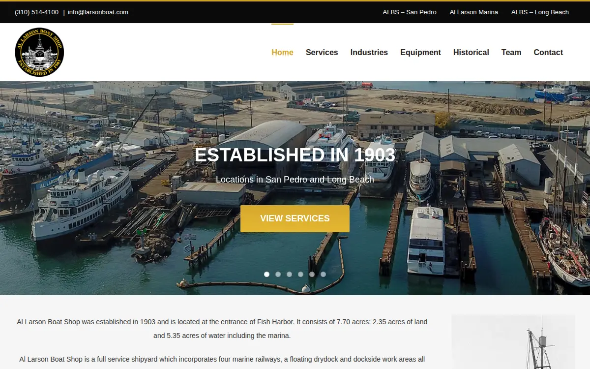 Homepage of Al Larson Boat Shop