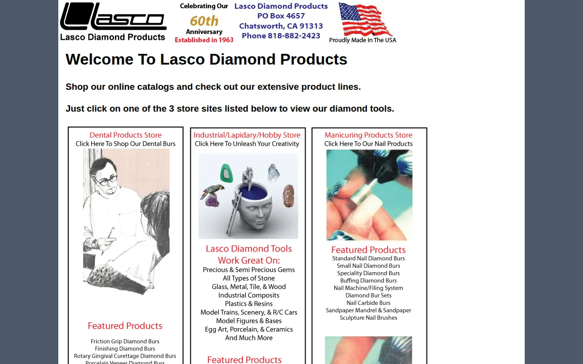 Homepage of Lasco Diamond Products, INC.