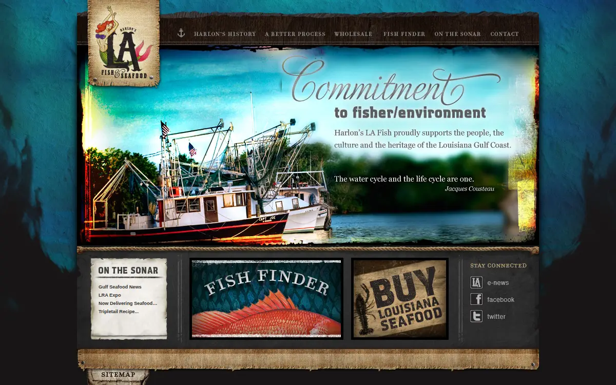 Homepage of Harlon's La Fish, LLC