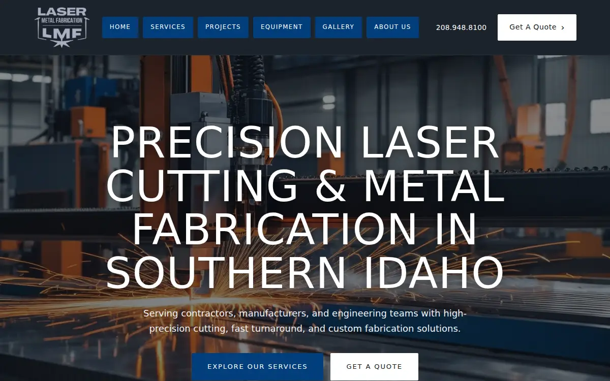 Homepage of Laser Metal Fab LLC