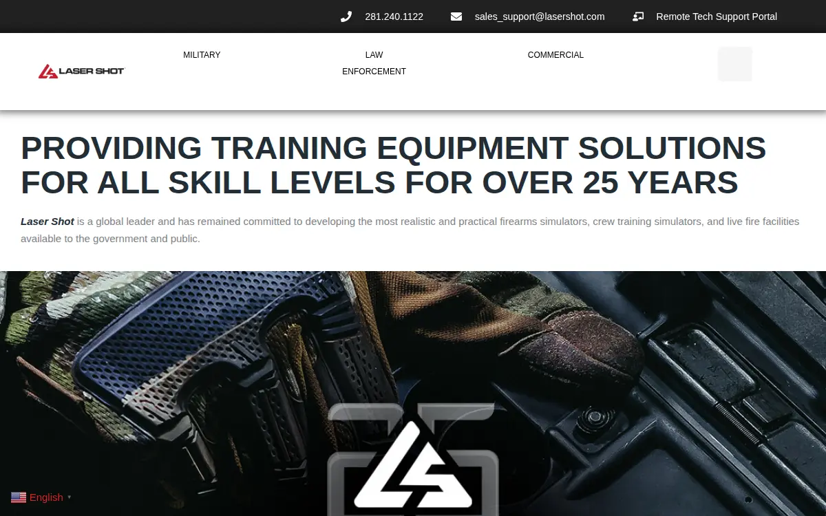 Homepage of Laser Shot, INC.