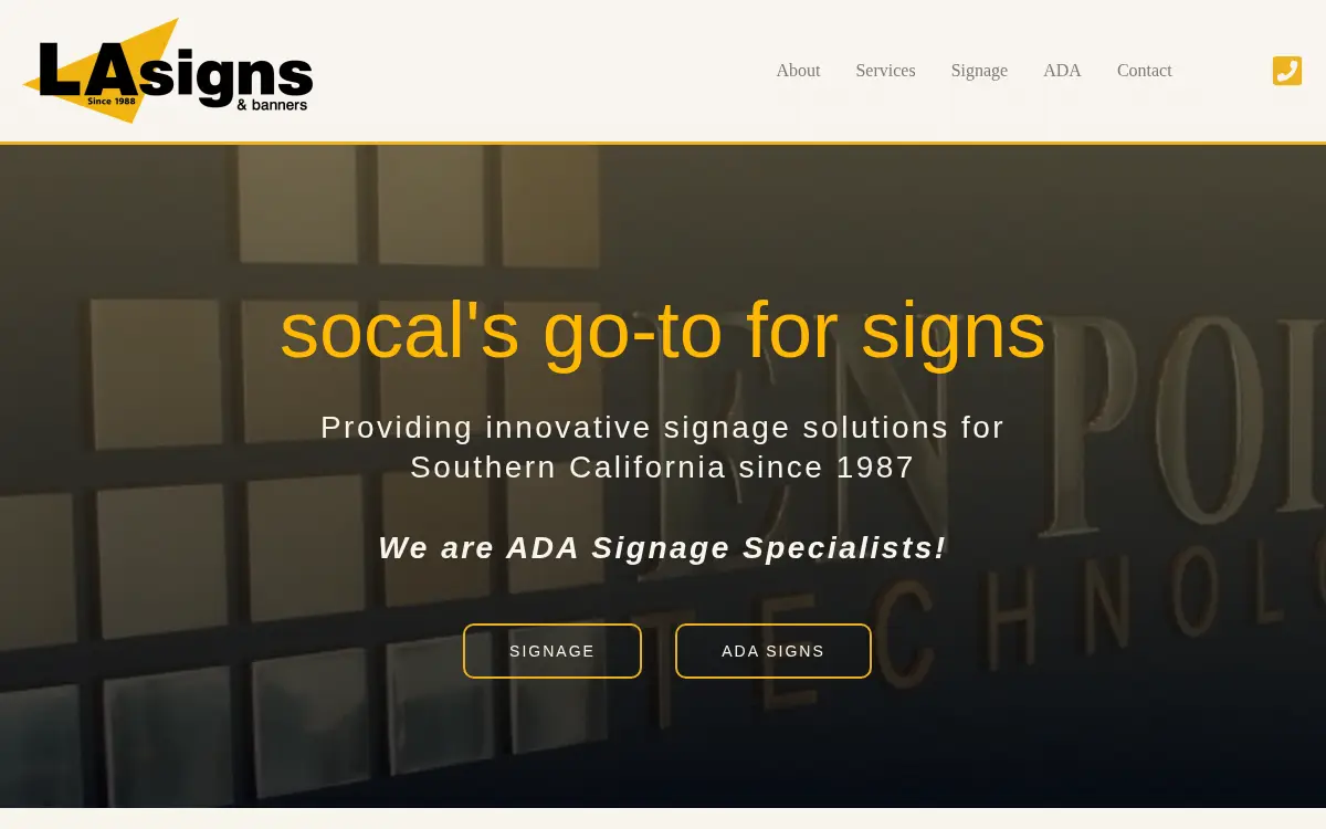 Homepage of L.a. Signs, INC.