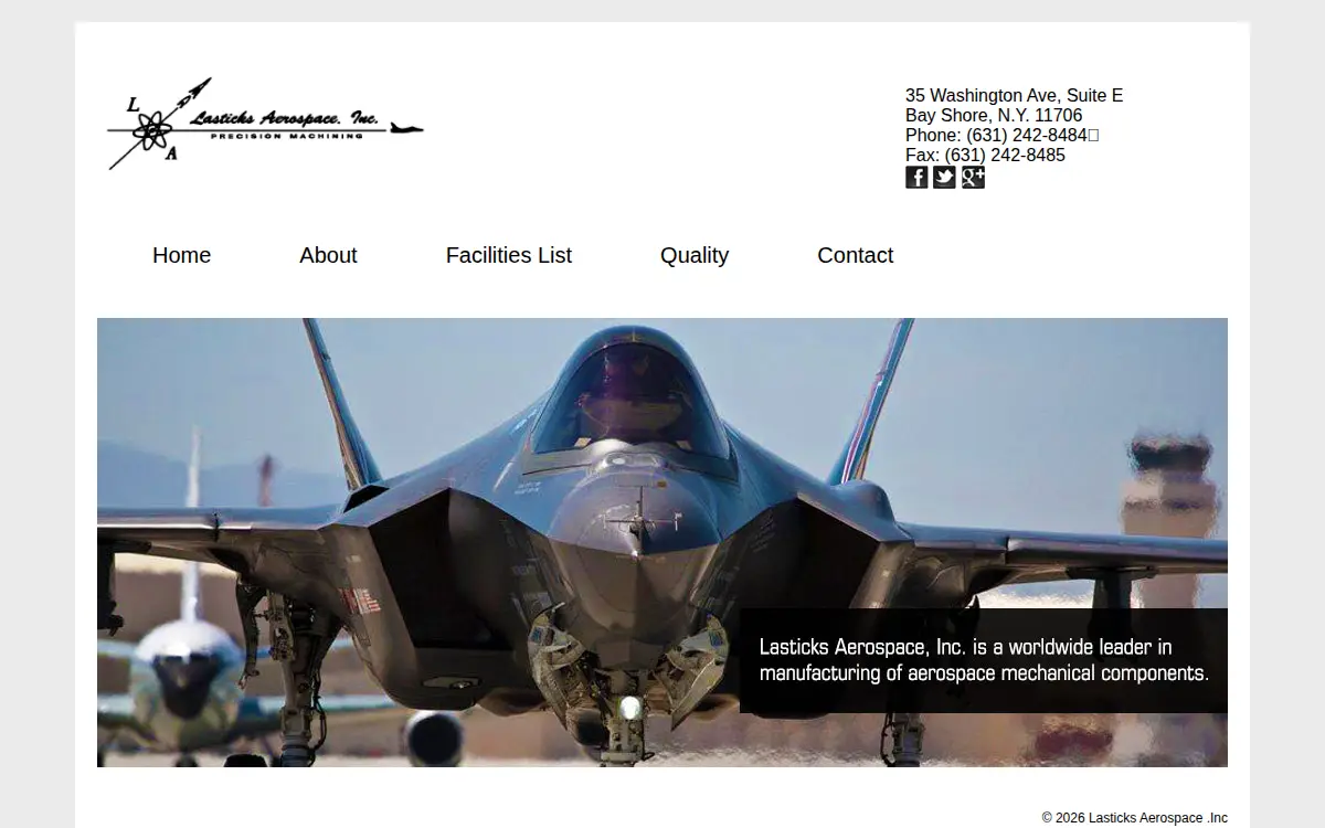Homepage of Lasticks Aerospace, INC